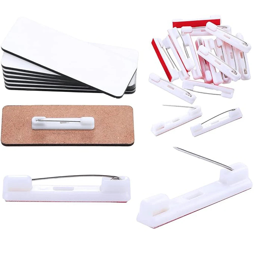 20Pcs Sublimation Name Tags Diy Blank Id Name Badges with Pins Customized Personalized Name Tags for School Office