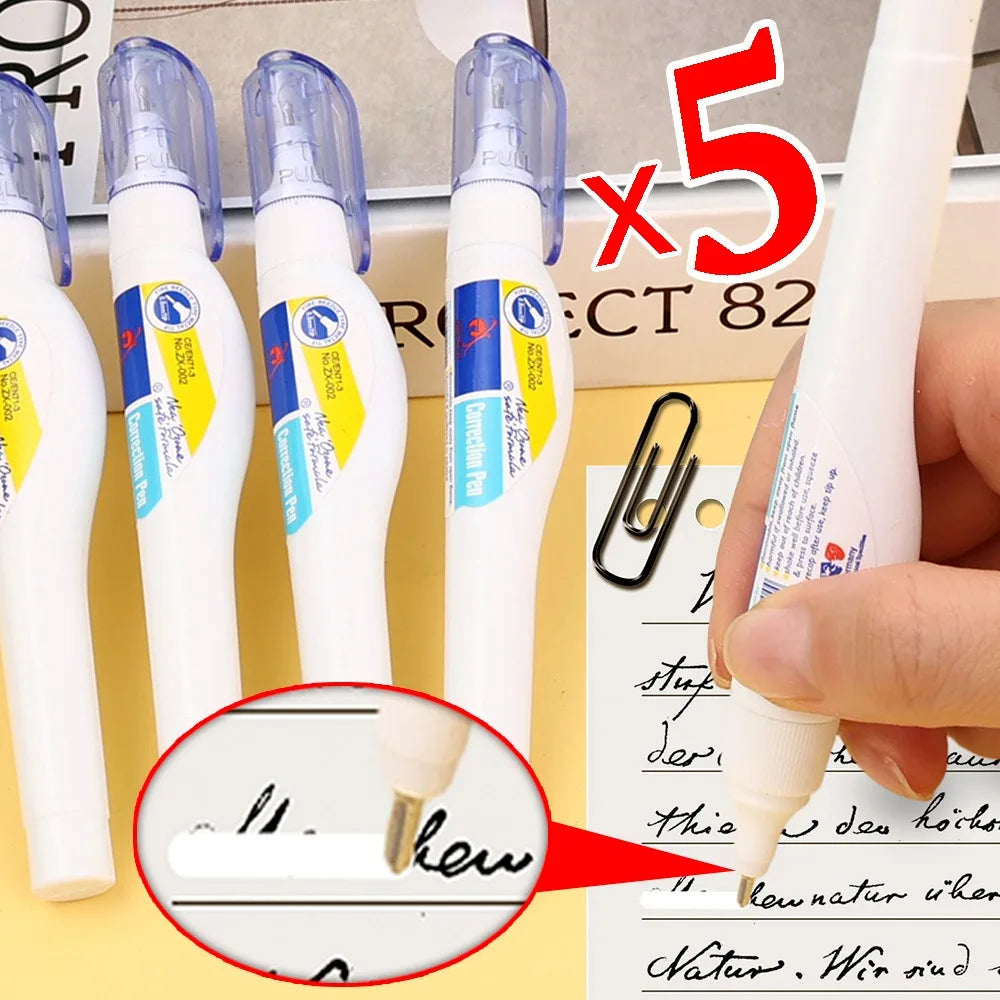 1-5Pc School Metal Headed Error Correction Fluid Pen for Student Stationery High Quality Quick Drying Error Correction Fluid Pen