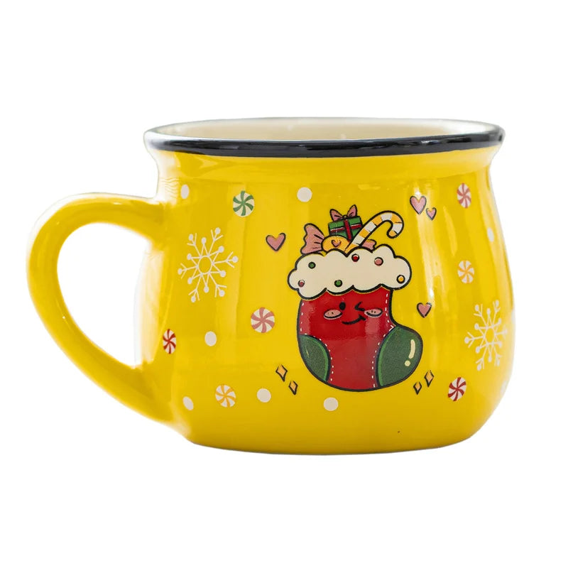 150ML Ceramic Christmas Mugs Cartoon Santa Style Cute Elk Snowman Mousse Cup for Office Home Breakfast Milk Mug Kids Xmas Gifts