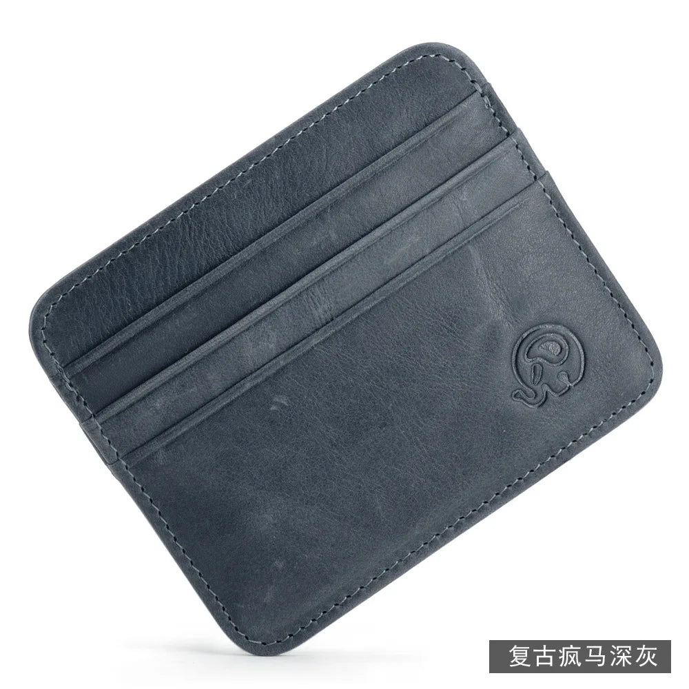 New Thin Genuine Leather Mini Wallet Slim Bank Credit Card Holder Men's Business Small ID Case for Man Purse 6 Slots Cardholder