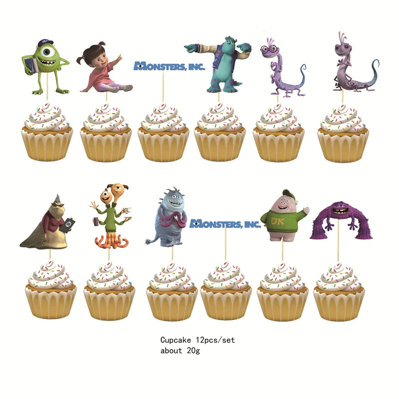 Monsters In Party Supplies Disposable Party Cutlery Plates Napkins Cup Birthday Party Decorations for Boys and Girls