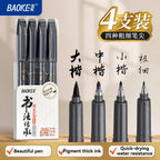 BAOKE 4-Size Calligraphy Pen Set for Writing, Hand Lettering, Black Ink Brush Markers Sketching Calligraphie Art Supplies Artist