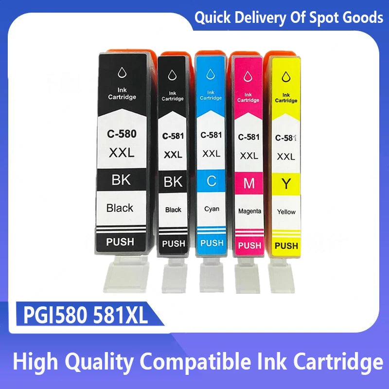 Compatible Ink Cartridges PGI580 CLI581 PGI 580 581 For Canon Pixma TS705 TR7550 TR8550 TS6150 TS6250 TS8150 TS8250 Printer