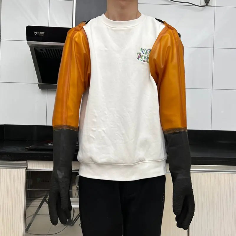Sandblasting machine hand sleeve thickened wear-resistant rubber latex water and acid and alkali resistant gloves