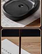Calligraphy Inkstone Natural Raw Stone Duan Inkstone Chinese Style Brush Writing Painting She Inkstone Vintage Desktop Ornaments