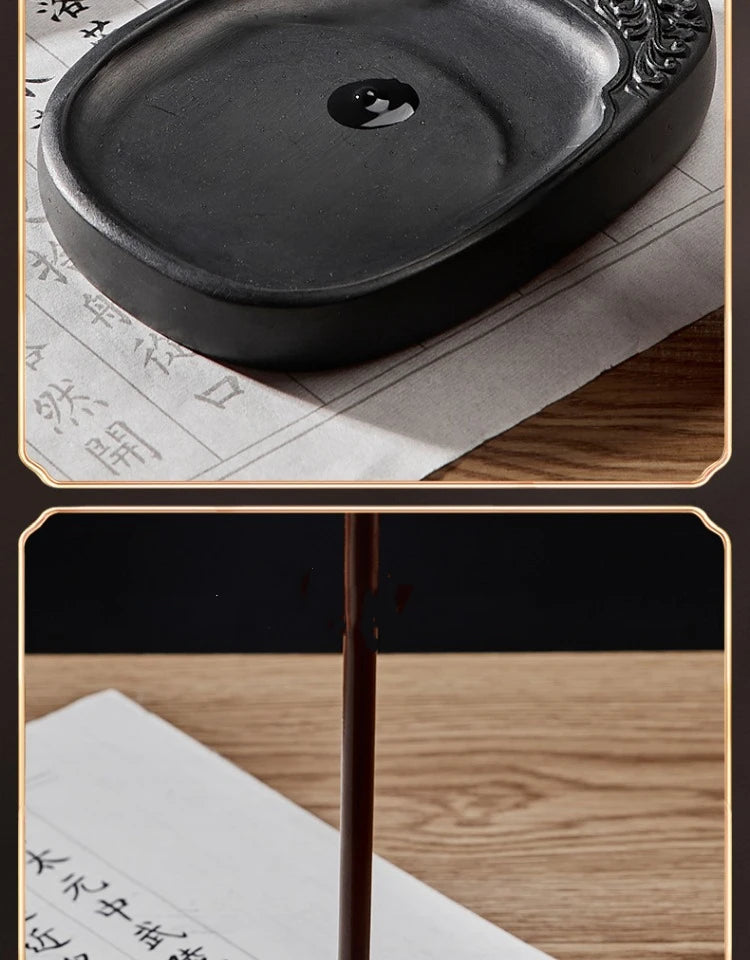 Calligraphy Inkstone Natural Raw Stone Duan Inkstone Chinese Style Brush Writing Painting She Inkstone Vintage Desktop Ornaments