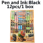 12pcs Tung Tung Sahur Italian Brainrot Wooden Stick Gel Pen Cartoon Signature Pen Individually Packaged Student Stationery Gift