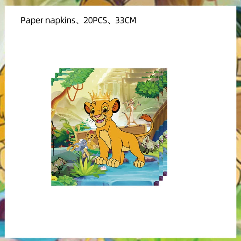 Lion King Birthday Party Decoration Lion Disposable Dinnerware Tablecloth Cup Plate 3D Balloon for Kids Baby Shower Supplies