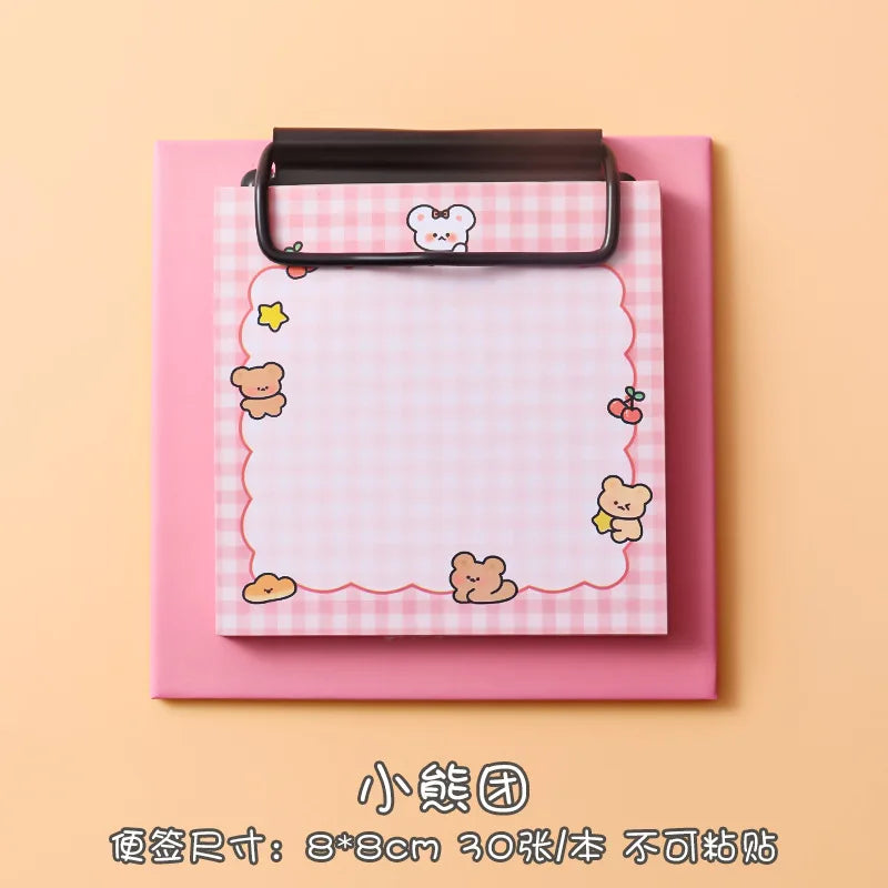 1pcs Cartoon Board Clip Sticky Note Book Student Ins Girl Memo Sticky Note Study Office Non-sticky Message Paper