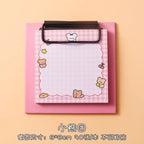 1pcs Cartoon Board Clip Sticky Note Book Student Ins Girl Memo Sticky Note Study Office Non-sticky Message Paper