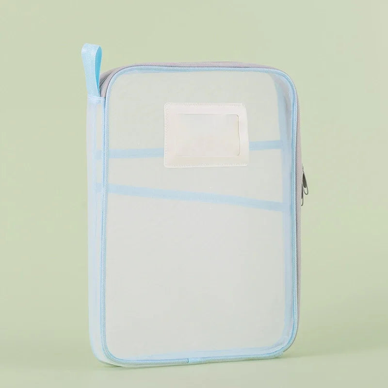 A4 Stationery Storage Bag Double-layer Mesh Zipper Bag Large Capacity Organizer Folders School Office Supplies Toy Storage