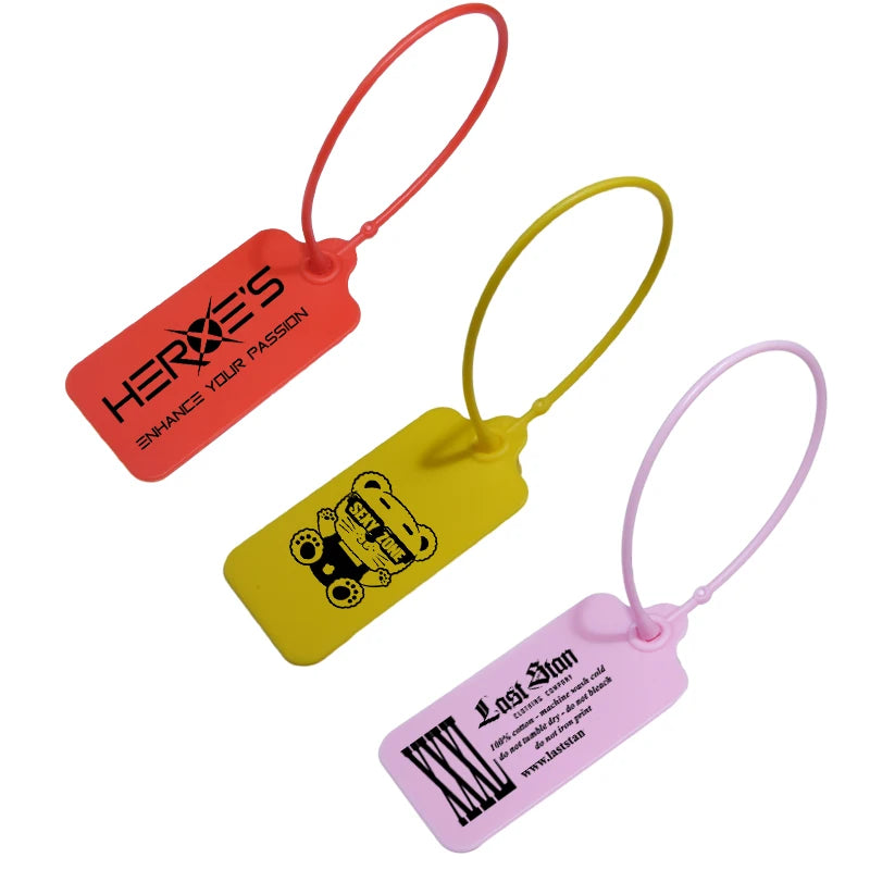 100Pcs Custom Logo Disposable Plastic Security Seals Hang Tags for Clothing Shoes Bags 220mm 8.66"