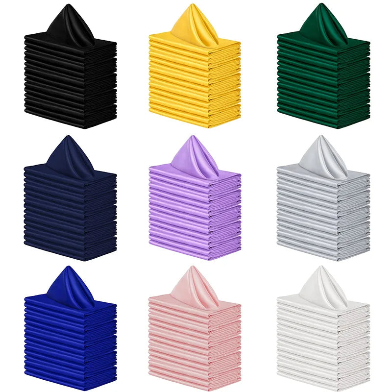 50pcs Satin Napkin 43cm*43cm Serving Table Decor Dinner Towel for Wedding Party Home Hotel Christmas Decor Table Napkins Green
