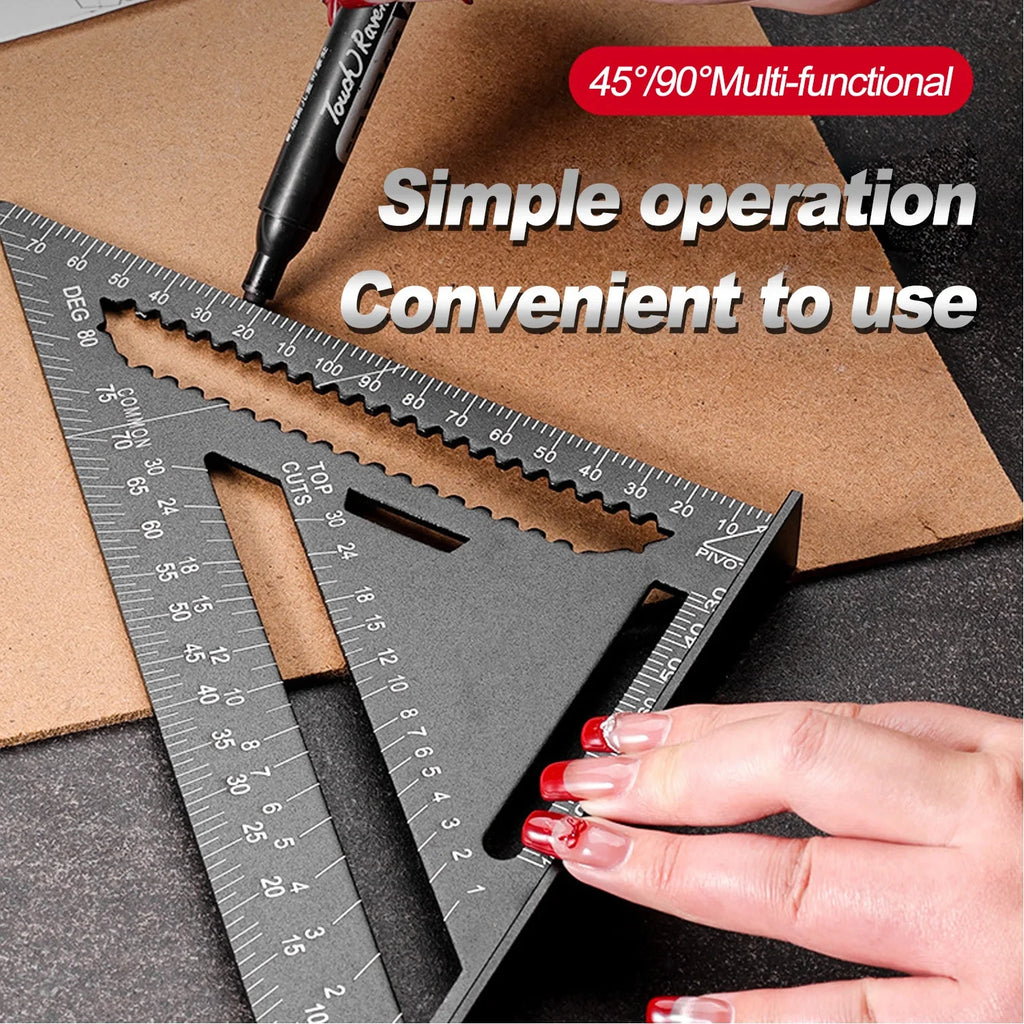Woodworking Aluminum Alloy Triangle Gauges Measuring Gauging Tools High Precision Marker Angle Ruler Metric and Imperial