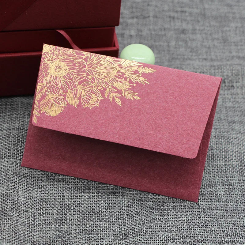 10pcs/special Paper Card Hot Stamping Invitation Letter Envelope, Pearl Paper Packaging Thick Envelope