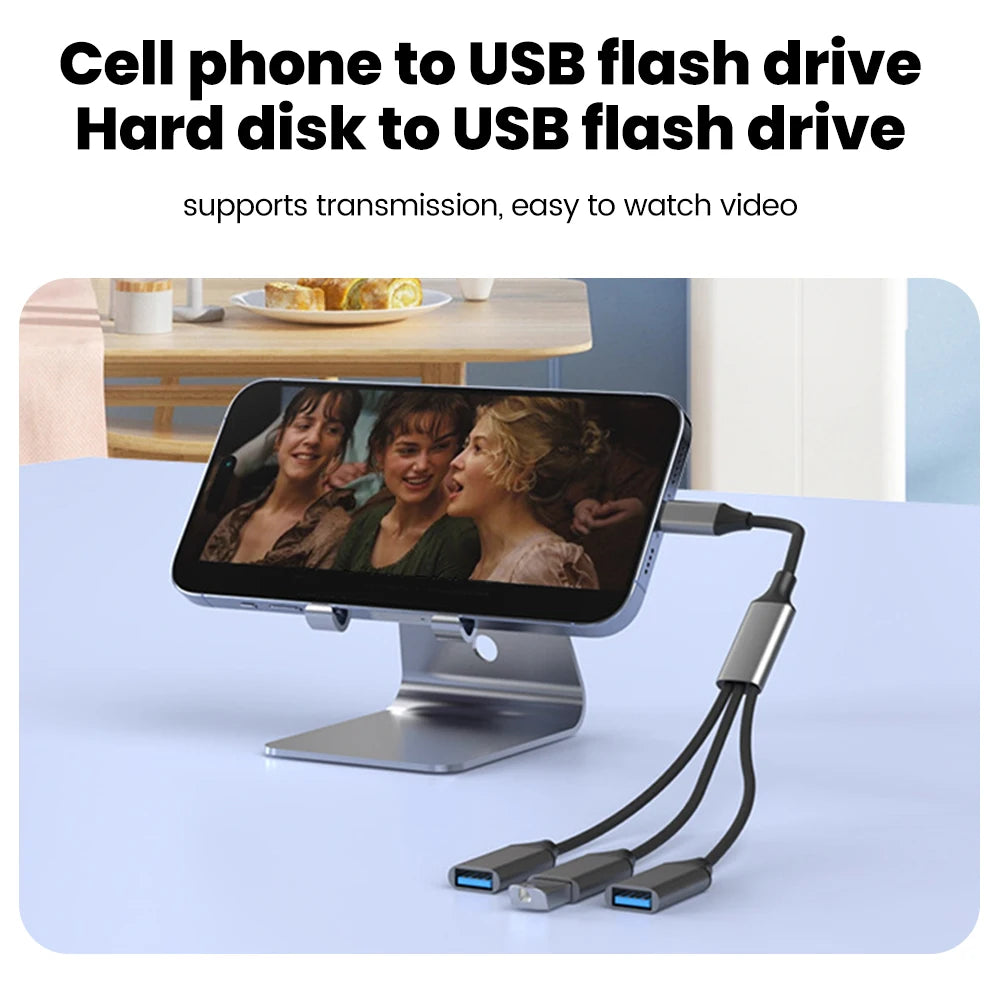 Multifunctional 3 in 1 USB Type C Hub Extensions OTG Adapter Fast Data Transfer Adapter For PC Laptop Macbook HUB Splitter Cable