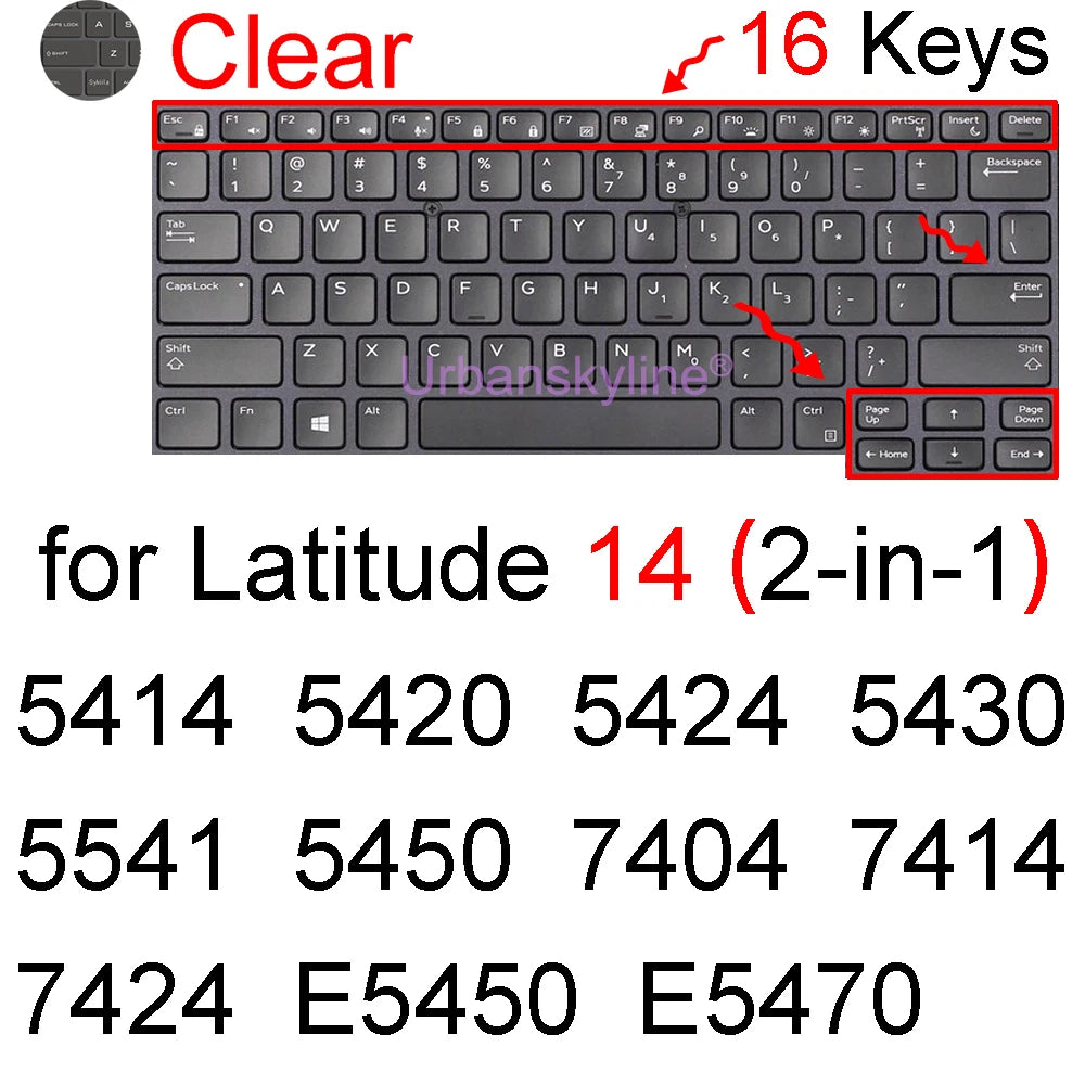 Keyboard Cover for Dell Latitude 14 7440 7450 7400 7404 7410 7414 7420 7424 7430 7480 7490 2 in 1 Silicone Protector Skin Case