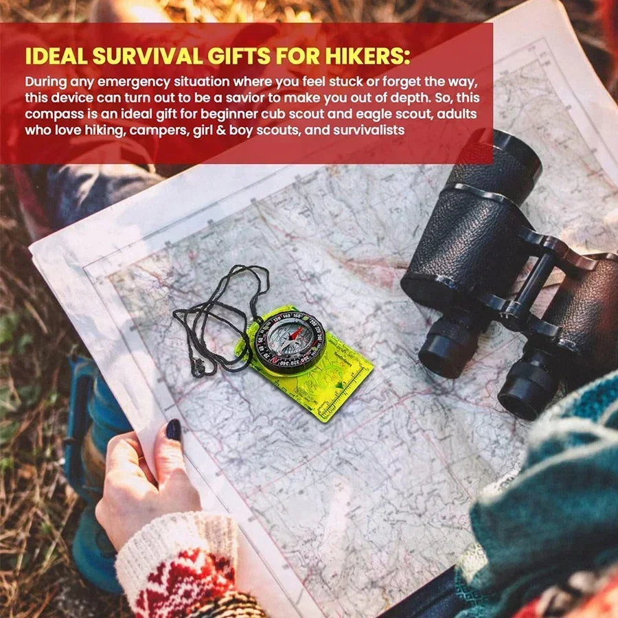 Waterproof Compass Outdoor Gadget Navigation Hiking Compass Camping Orienteering Backpacking Map Reading Compass for Scout Kids