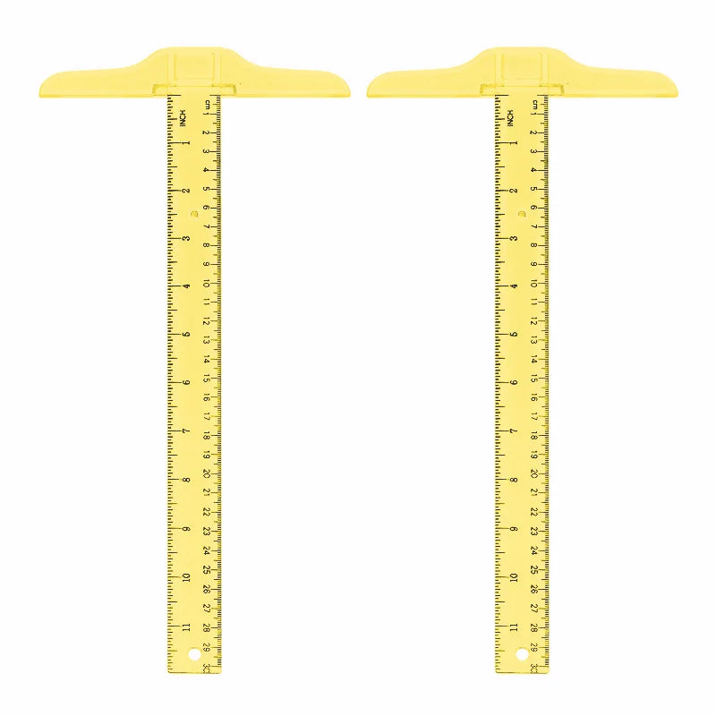 2PCS Transparent T-Square Ruler 30cm, Plastic Drawing T-Ruler for Students, Engineering Drafting Tool Set