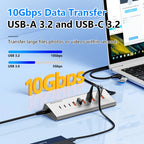 Blueendless Aluminium 10Gbps USB3.2 Gen2 4/10port HUB Docking Station USB-C USB-A Type C Splitter Adapter for PC Laptop macbook