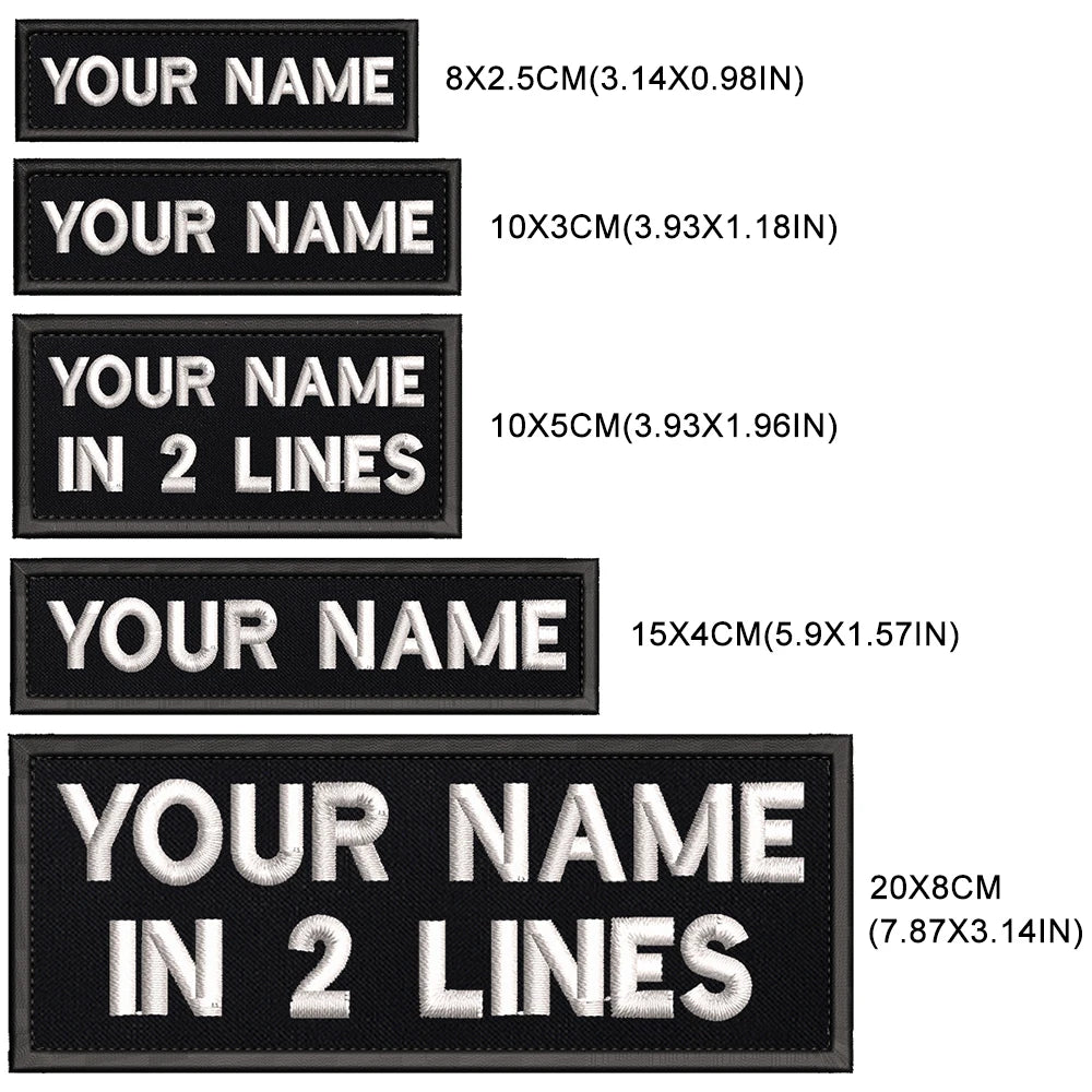 Rectangular Personalized Name Patch Stripes Badge tags Different Sizes Iron On Or Hook Loop Embroidered Military Name Patches