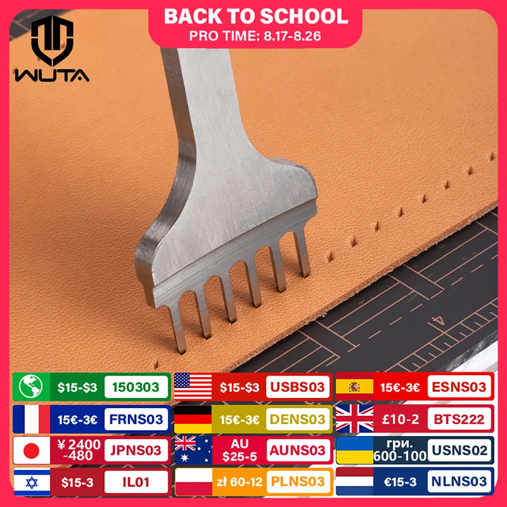 WUTA 1pc 3/4/5/6mm Leather Chisel Tool Diamond Pricking Iron Basic Hole Punch Stitching Leather Craft Tools