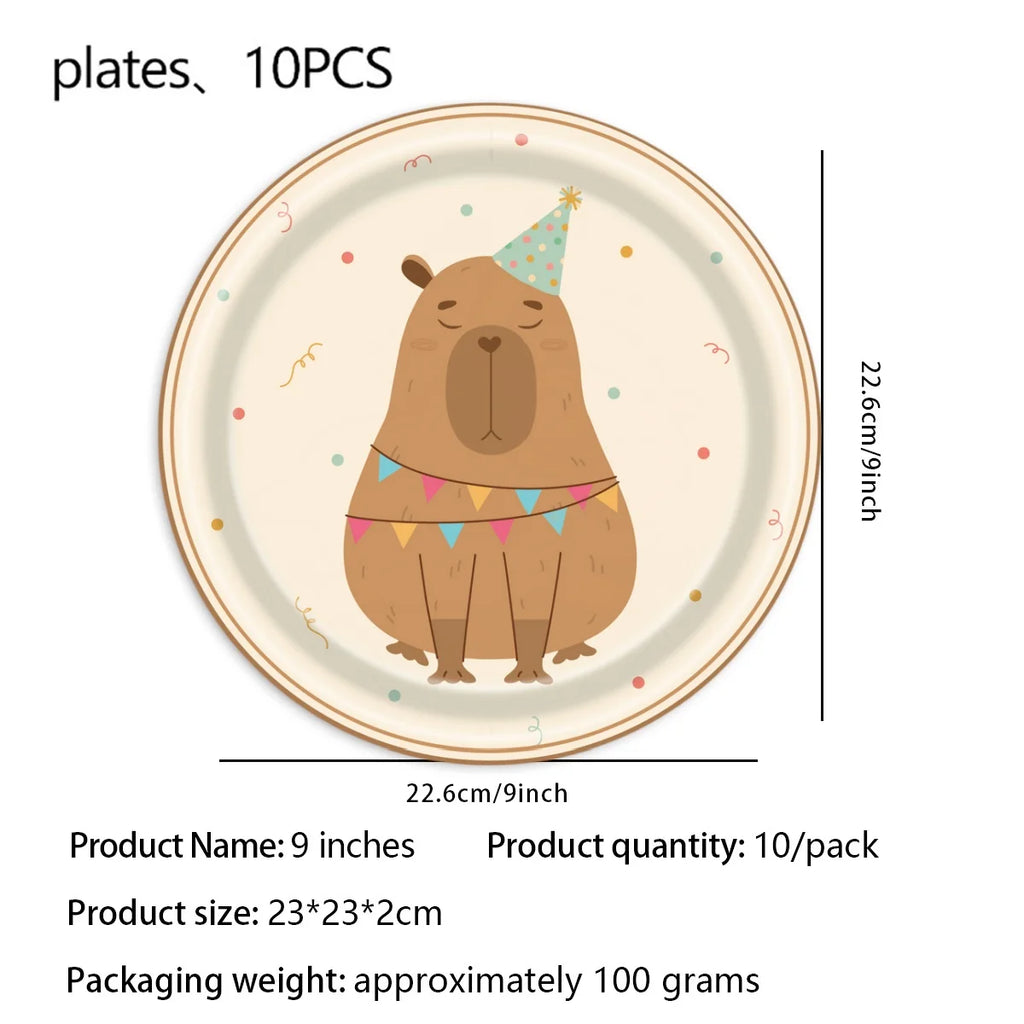 Capybara Party Theme Decoration Capybara Birthday Napkins Tablecloth Cup Plate Baby Shower Capybara Birthday Girl Party Favor