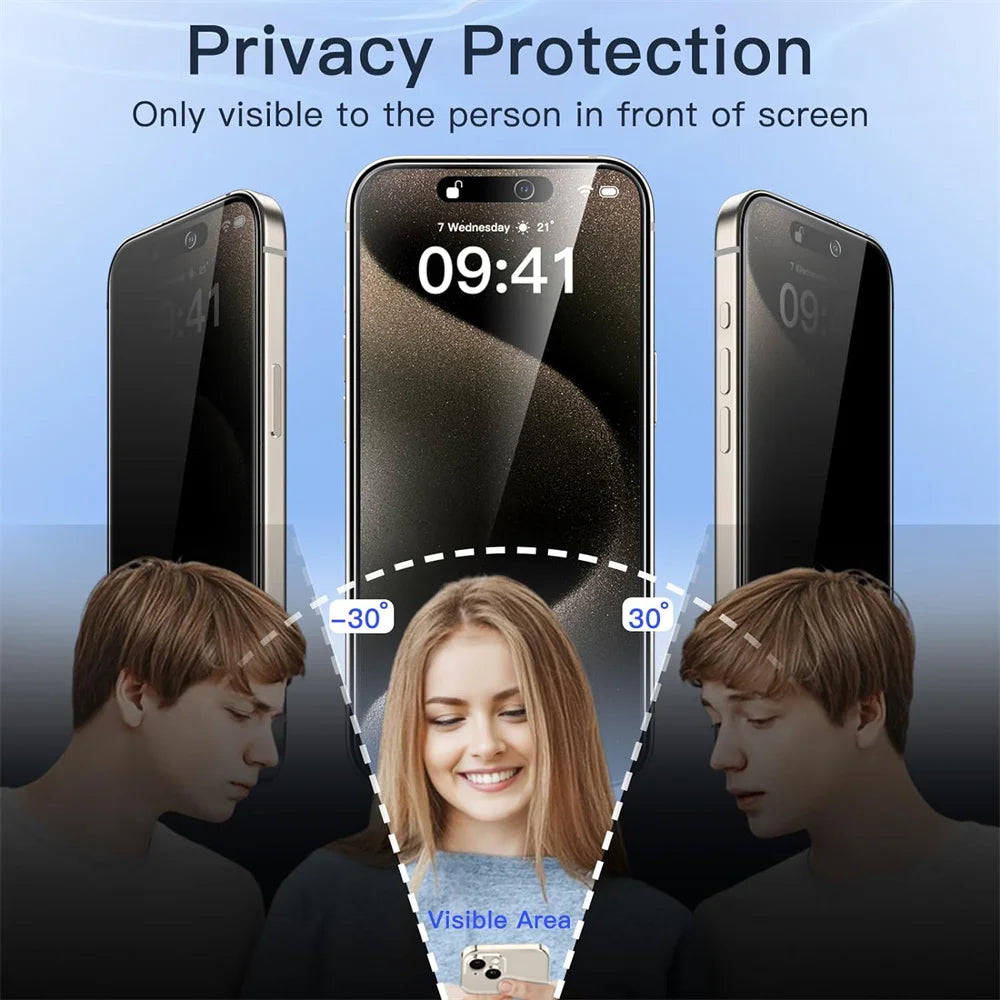 1~4PCS Anti-Spy Glass For iPhone 18 17 16 15 14 13 Pro Max Privacy Screen Protector & Camera Film For iPhone 15 12 11 Pr