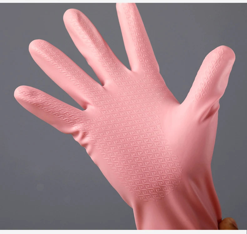 Waterproof Rubber Latex Velvet Gloves, Durable, Cleaning, Washing Clothes, Household, Kitchen, Winter