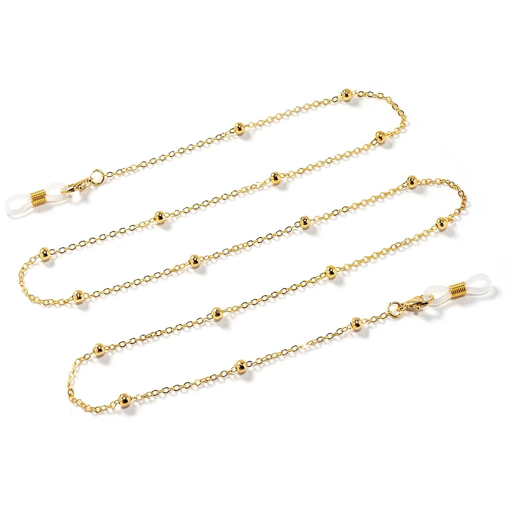 Metal Gold Round Beads Glasses Chain; Multi-Functional Fashionable Multi-Functional Collar Chain; Belt Accessory