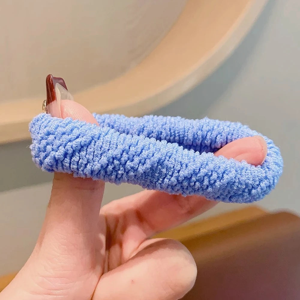 5pcs/Set Mixed Color Thick Hair Ties Soft Seamless Towel Scrunchies Women Girls Elastic No Damage Ponytail Holders Rubber Band