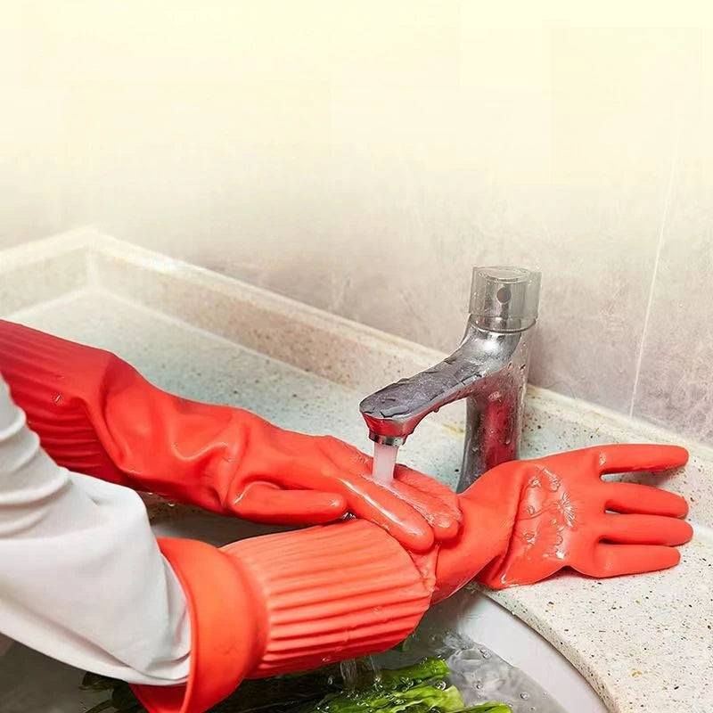 Extended Latex Dishwashing Gloves-Thickened, Tear-Resistant Household Gloves for Kitchen Cleaning,Laundry,Car Washing Labor Work