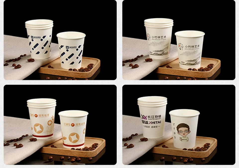 Custom LOGO Disposable Paper Cup for Hot Drinks Coffee Baby Shower Party Decoration Tableware Supplies