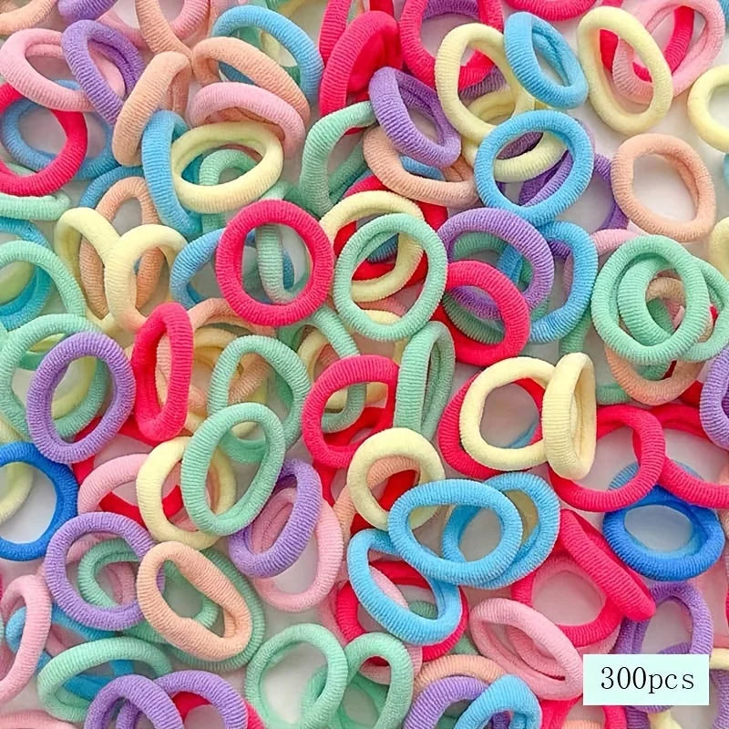 300pcs/500pcs Elastic Solid Color Rubber Band Ponytail Holder Trendy Hair Accessories For Daily Wear girl hair accessoires