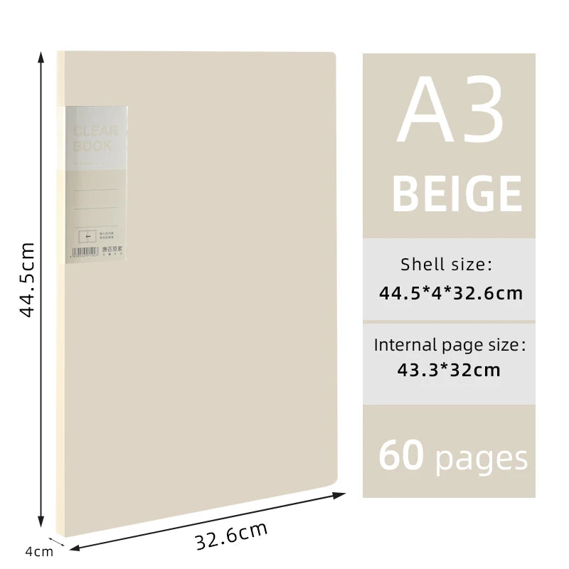 A3 Side-Loading Portfolio 8K Album for Children's Certificates, Artwork, Drawing Paper, and Poster Collection Folder
