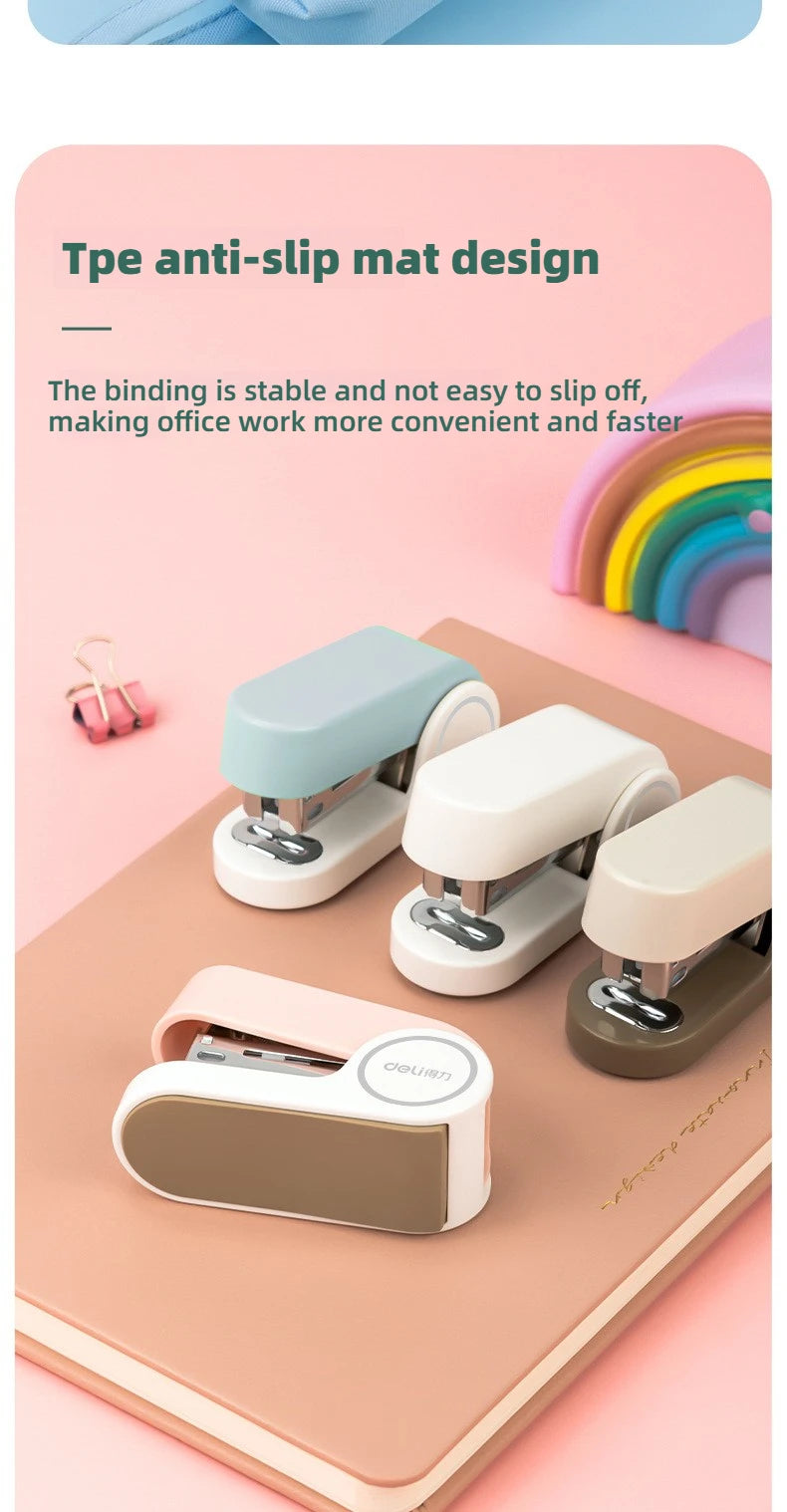 Deli Mini stapler for students, labor-saving stapler, office supplies, portable girl, cute style, stapler, stapler, no. 12 nails