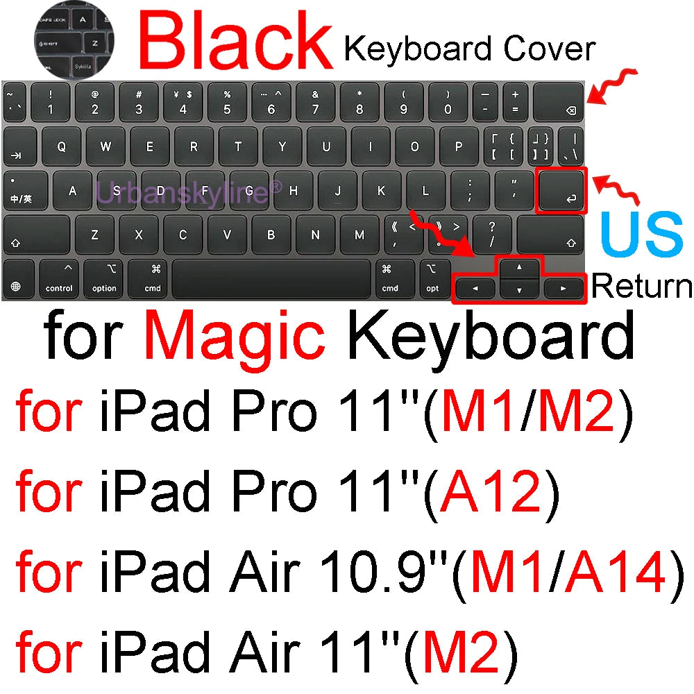 Keyboard Cover for iPad Pro 13 M4 12.9 Magic Keyboard Air 11 M3 10 10.5 10.9 M2 M1 Smart Case Folio Silicone Protector Skin TPU