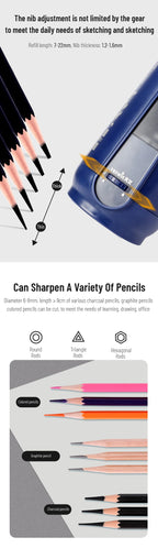 Tenwin Fully Automatic Electric Pencil Sharpener USB Charging Fast Sharpen Colored Sketch Pencils Student School Supplies Statio