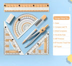 8-Piece Set of Measuring Rules for Students Including Compass Measuring Angle Ruler Triangular Ruler Measuring and Drawing Compl