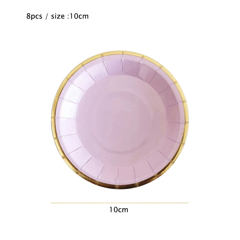 10cm Mini Plate Party Paper Plates Disposable Tableware Birthday Party wedding Decor kids Party Supplies Pink Small Plates 8pcs