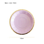 10cm Mini Plate Party Paper Plates Disposable Tableware Birthday Party wedding Decor kids Party Supplies Pink Small Plates 8pcs