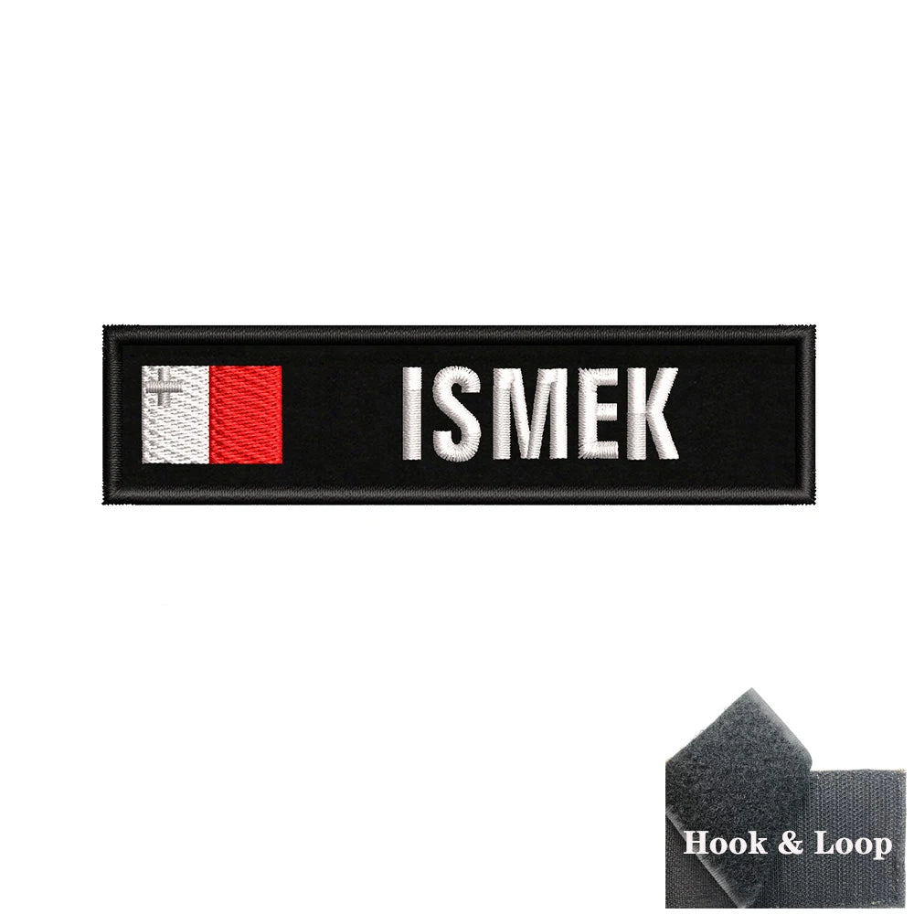 1PC 10cmX2.5cm Custom Name Flag Patch Stripes Badge Iron On Or Hook Loop Armband Germany Luxembourg Armenia Serbia Singapore
