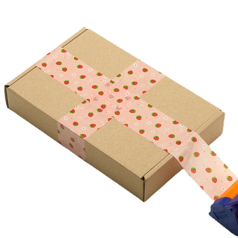 1pc 4.5cm X 100meters Strawberry Packing Adhesive Tape for Packaging Shipping Warp Sealing Plastic Tape Wholesale Supplies