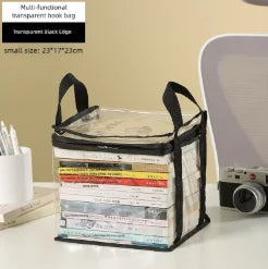 Large capacity foldable storage box student dormitory classroom book storage box transparent waterproof home book box.