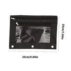 Double Zipper Pen Bag 3 Rings Binders Pencil Case File Bag Pencil Box For Erasers Rulers Markers Storage