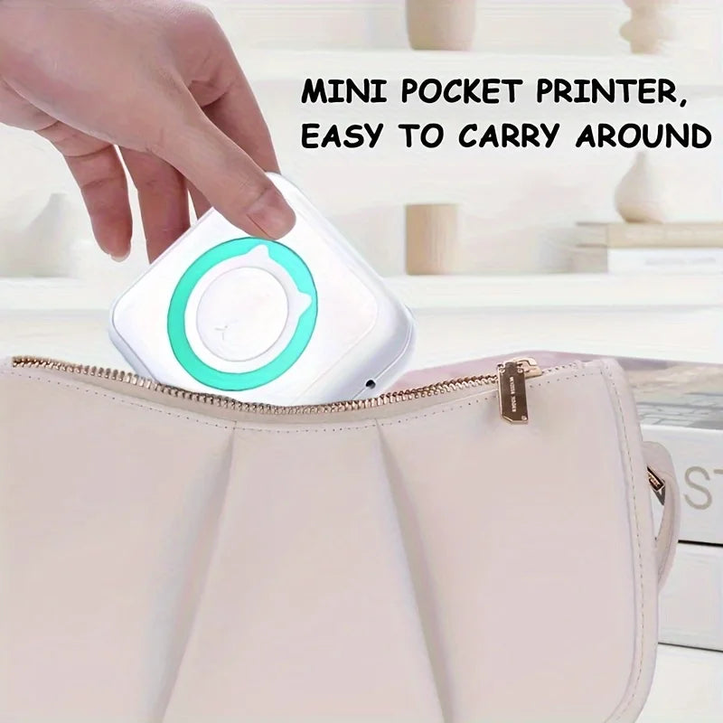 Portable Mini Label Printer - 57mm Wide, 200dpi Photo Printing, Rechargeable USB-Powered, Compact Design for Home Office