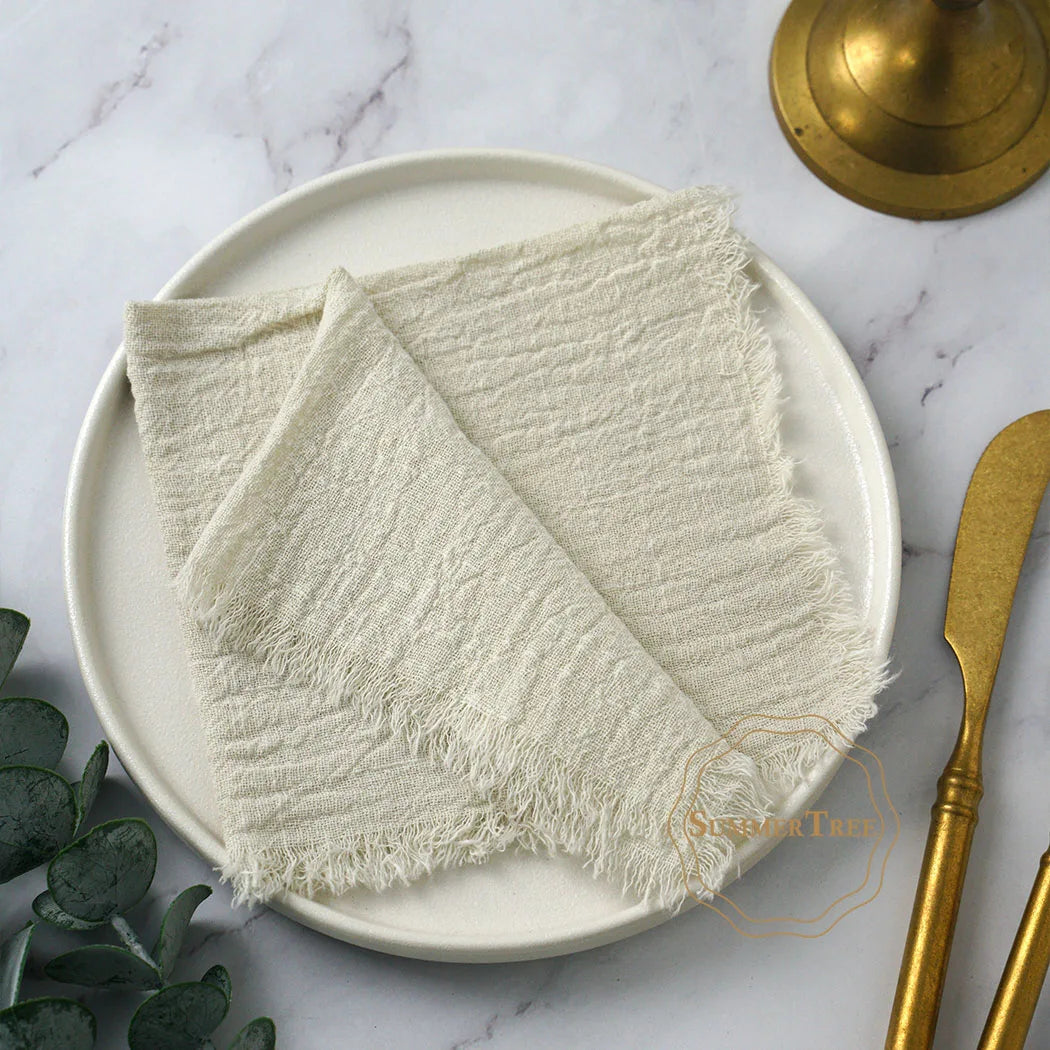 10pcs 32x32cm Cotton Gauze Napkins Retro Burr Design Napkin for Vintage Wedding Receptions Banquets Christmas Table Decoration