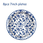 Blue and White Porcelain Paper Plates Napkins,Tableware For Birthday Decoration Wedding Decoration,Table Decor Party Supplies
