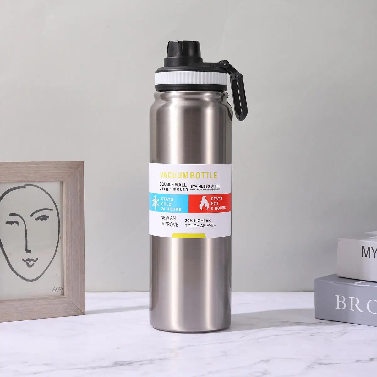 600/800/1000ML Thermos Bottle Stainless Steel Car Thermal Cup Keeps Cold and Heat Thermal Mug Sports Insulated Cup Vacuum Flask