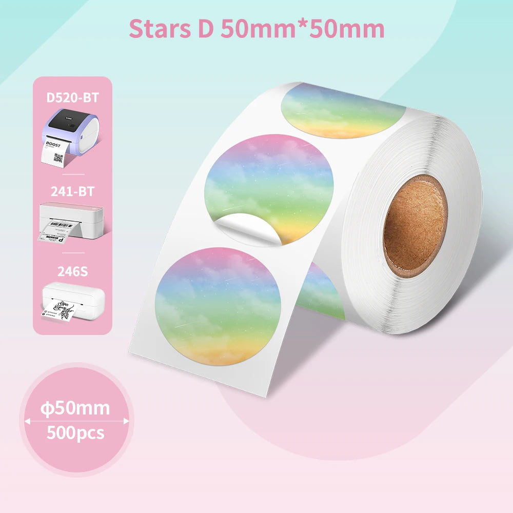Phomemo PM-241BT Shipping Label Printer Label Sticker Round Label Square Label Rainbow Color DIY Logo Design Small Business